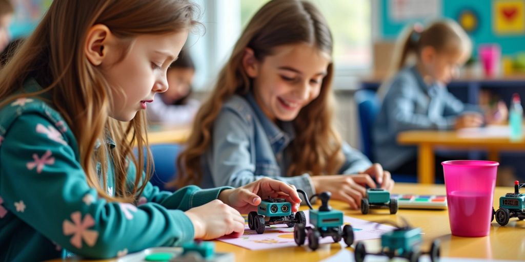 Kids learning about machine learning with fun activities.